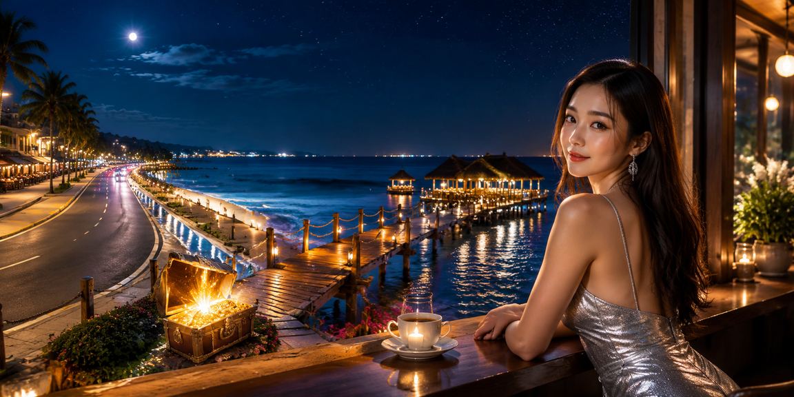 Khung cảnh giải trí tại quán cà phê casino Mũi Né